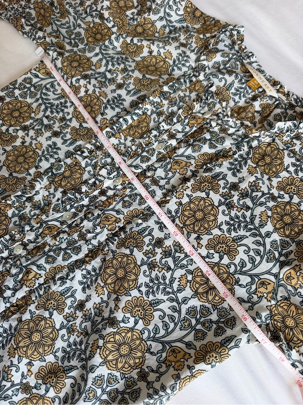 Downeast Boho Floral Print Puff Short Sleeve Button Down Blouse Top Cottagecore - Picture 11 of 12